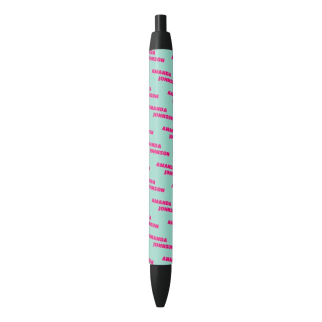 Stylo Noir Motif de nom de script de monogramme vert rose ten (devant Vertical)