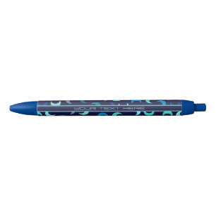 Stylo Noir Motif de nouvelle lune bleu personnalisé
