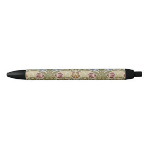 Stylo Noir Motif de papier peint floral brodé William Morris