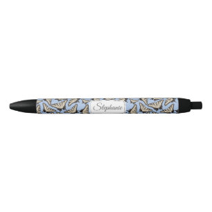 Stylo Noir Motif de papillons jaune de machaon de tigre