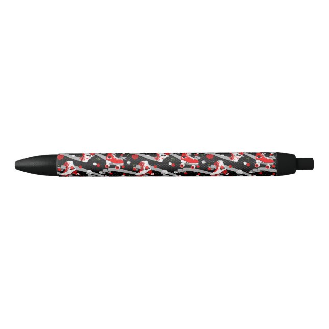 Stylo Noir Motif de patinage à roulettes Rockabilly (Devant)