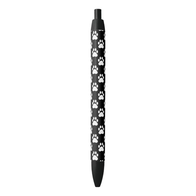 Stylo Noir Motif de pattes de chien noir et blanc (devant Vertical)