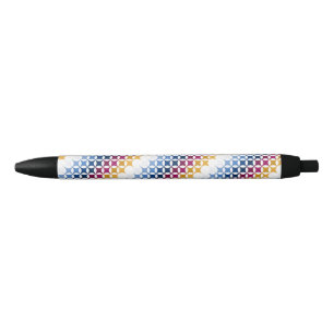 Stylo Noir Motif de point de croix coloré sans couture
