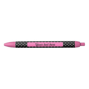 Stylo Noir Motif de points Polka blanc et noir