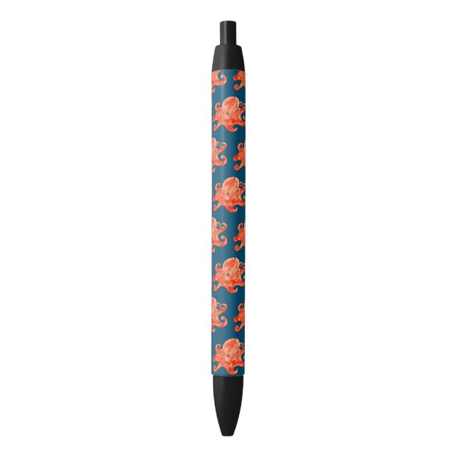 Stylo Noir motif de poulpe de mer (devant Vertical)