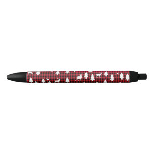 Stylo Noir Motif de région boisée : Plaid rouge de Buffalo