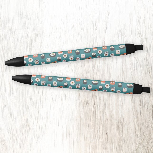 Stylo Noir Motif de rouleaux Sushi Nigiri Maki (Fun Japanese sushi pattern pen)