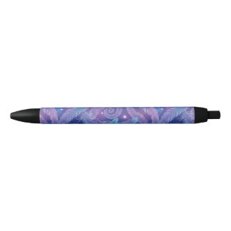 Stylo Noir Motif de tourbillon de plume sarcelle-violet cosmi