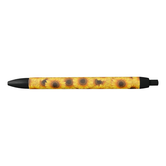 Stylo Noir Motif de tournesol, beauté jaune, (Devant)