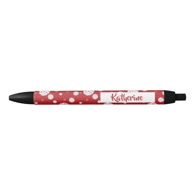 Stylo Noir Motif de volley-ball rouge et blanc (Devant)