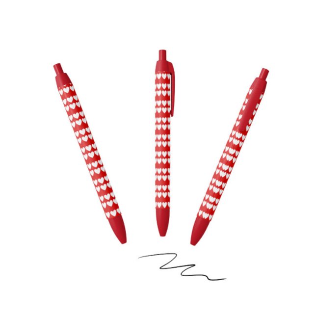 Stylo Noir Motif des coeurs blancs (Créateur téléchargé)