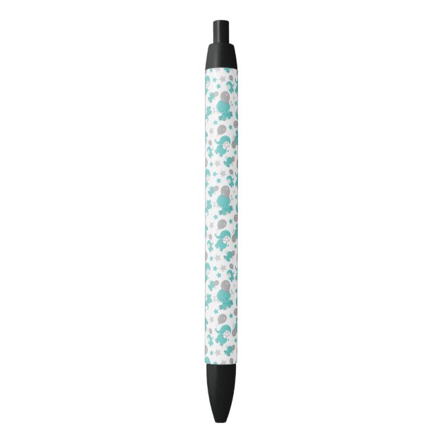 Stylo Noir Motif Des Eléphants Bleus, Eléphants Mignons, Étoi (devant Vertical)