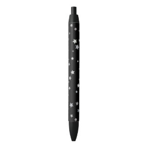 Stylo Noir Motif des étoiles d'argent mignonnes Toute coule