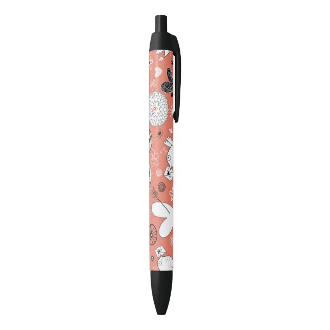 Stylo Noir Motif d'inséparables (Bas (Vertical))
