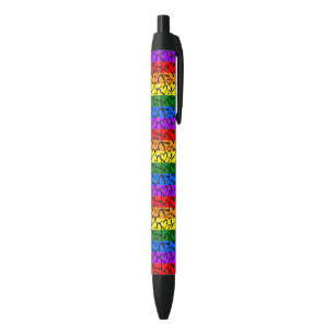 Stylo Noir Motif du coeur arc-en-ciel