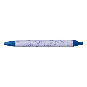 Stylo Noir Motif d'une ligne d'animal marin et voilier