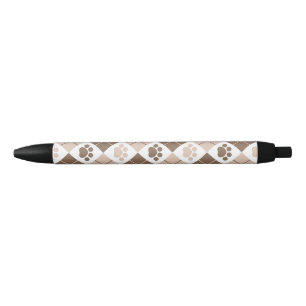 Stylo Noir Motif Empreinte de patte Brown et Tan Jacquard