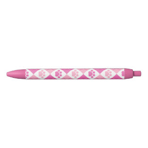 Stylo Noir Motif Empreinte de patte Jacquard rose