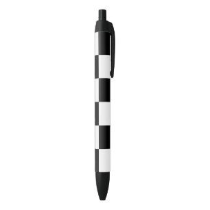 Stylo Noir Motif en carreaux de carré noir et blanc
