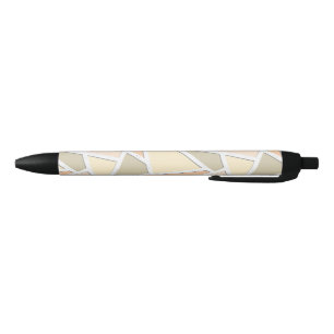 Stylo Noir Motif en mosaïque jaune citron