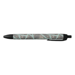 Stylo Noir Motif en mosaïque vert pâle et gris