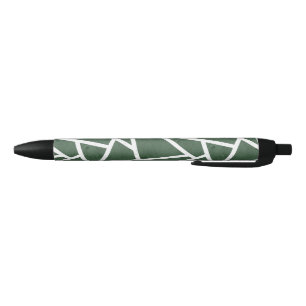 Stylo Noir Motif en mosaïque verte et blanche