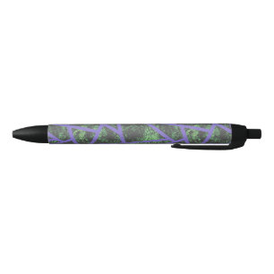 Stylo Noir Motif en mosaïque violet et verte