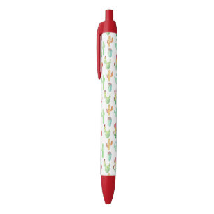 Stylo Noir Motif en pastel d'aquarelle de cactus