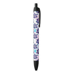 Stylo Noir motif exotique de paon de l'Inde
