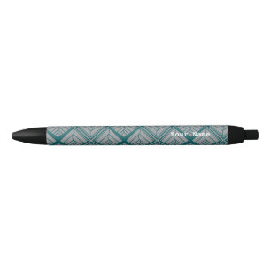 Stylo Noir Motif feuille carré Turquoise neutre