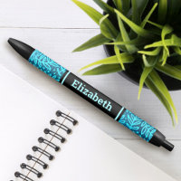 Motif feuille Turquoise nom personnalisé moderne