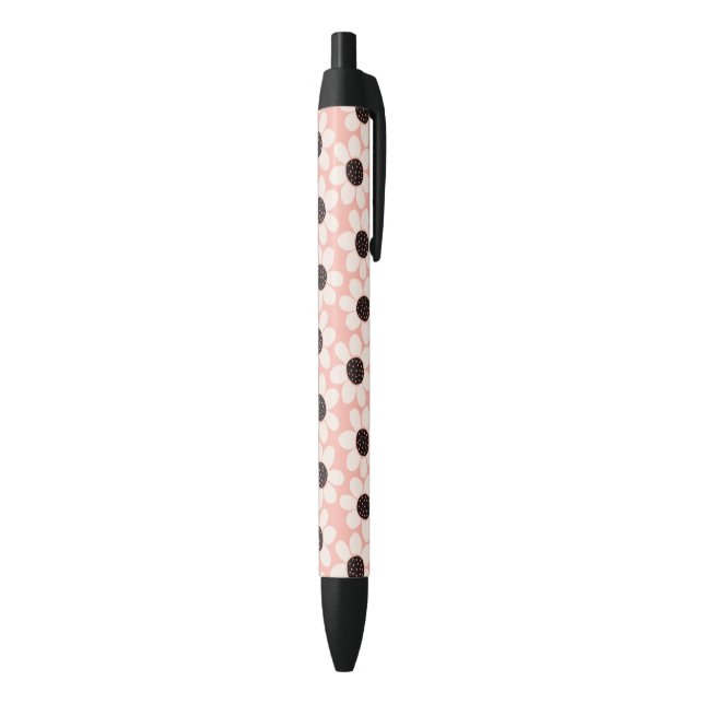Stylo Noir Motif Fleur Rose Cute (Bas (Vertical))
