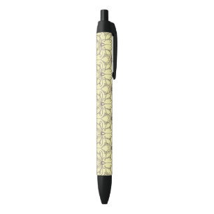 Stylo Noir Motif floral à la crème