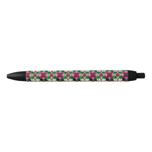 Stylo Noir Motif floral avec des fleurs colorées