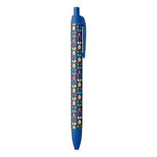 Stylo Noir Motif floral coloré