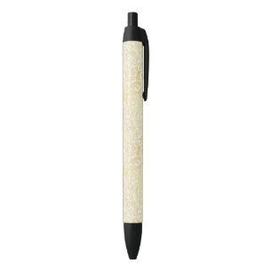 Stylo Noir Motif floral de feuille d'or