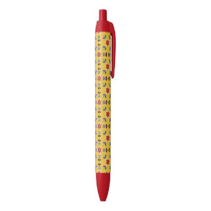 Stylo Noir Motif floral géométrique de style scandinave