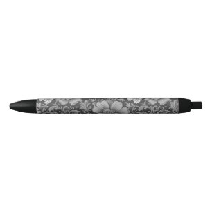 Stylo Noir Motif floral monochrome vintage