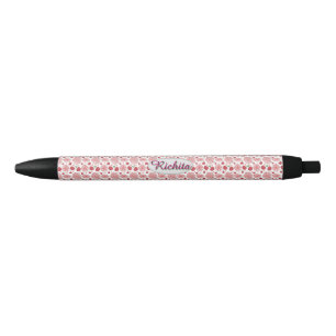 Stylo Noir Motif floral personnalisé et sur mesure à l'aquare