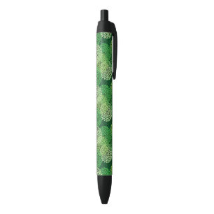 Stylo Noir Motif floral vert