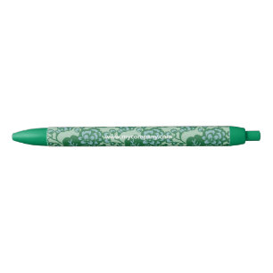 Stylo Noir Motif floral vert et bleu vibrant et gras