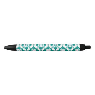 Stylo Noir Motif Géométrique Abstrait en Blanc et Vert