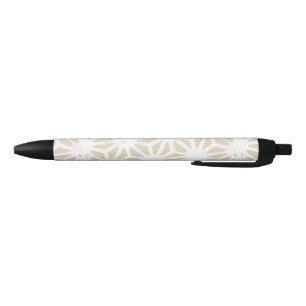 Stylo Noir Motif géométrique beige