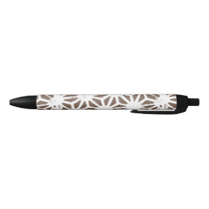 Stylo Noir motif géométrique Brown et blanc