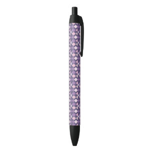 Stylo Noir Motif géométrique de l'arabe mauve