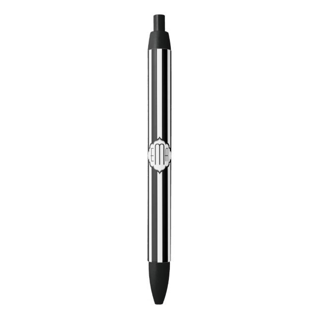 Stylo Noir Motif géométrique des bandes noires et blanches (devant Vertical)