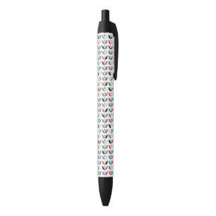 Stylo Noir Motif géométrique floral d'art populaire