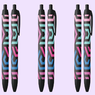 Stylo Noir Motif géométrique Hexagon