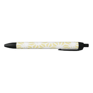 Stylo Noir Motif géométrique jaune citron