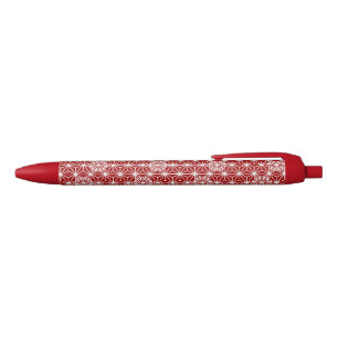 Stylo Noir Motif japonais Asanoha - rouge foncé